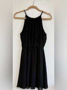 Lush Black High-Neck Midi Dress